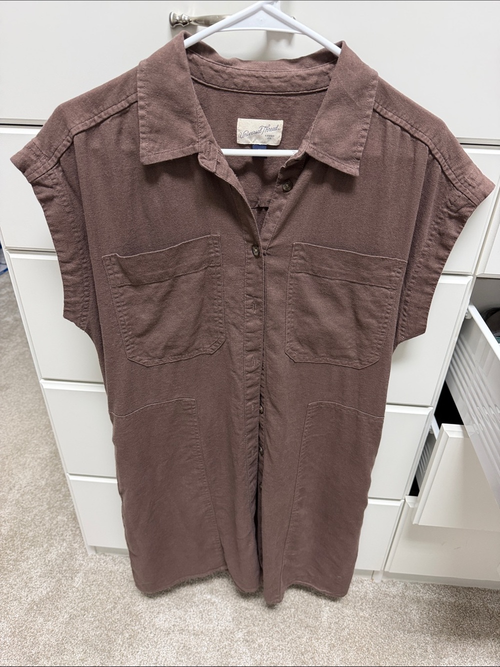 Universal Thread Mauve Brown Button-Front Dress
